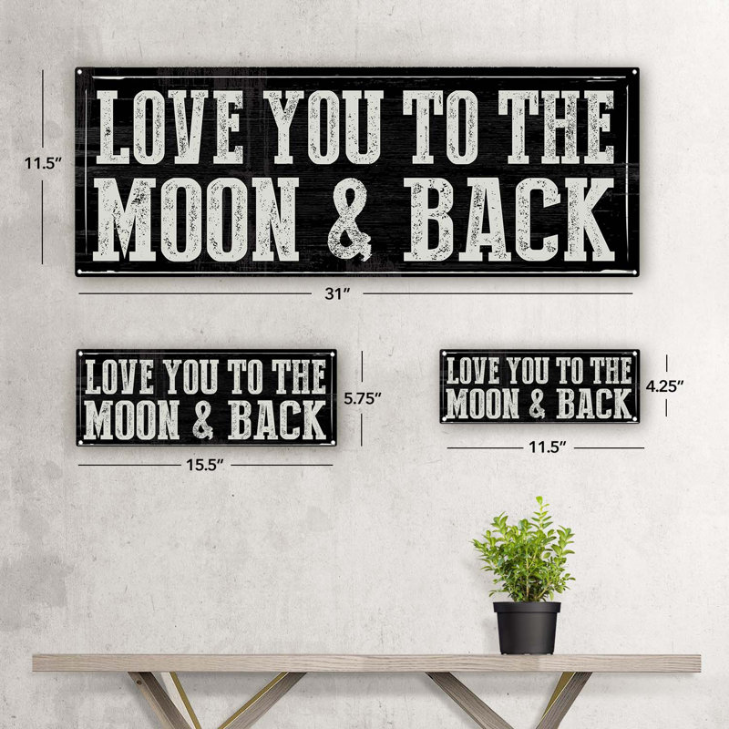 Décoration murale «Love You to the Moon», H 5,75 po x l 15,5 po x P 0,04 po