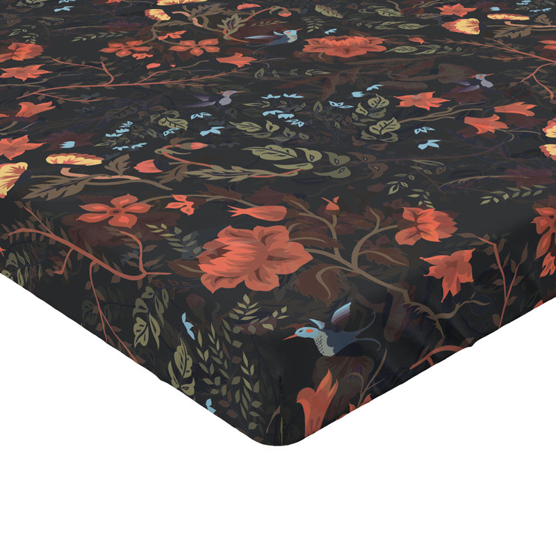 Drap-housse à motif floral Ambesonne Corail foncé et vert réséda, Drap-housse grand