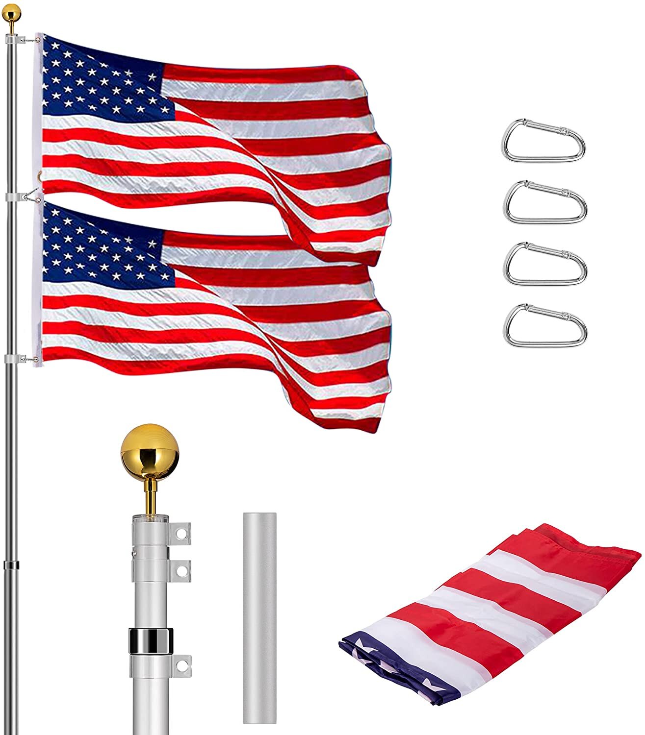 Telescoping Flag Pole Kit – 20 ft Aluminum Made in America - US Patriot  Flags