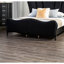 Tête de lit en tissu noir, tête de lit très grand Eastern, base en bois massif, tête de lit enchanteresse-679334581