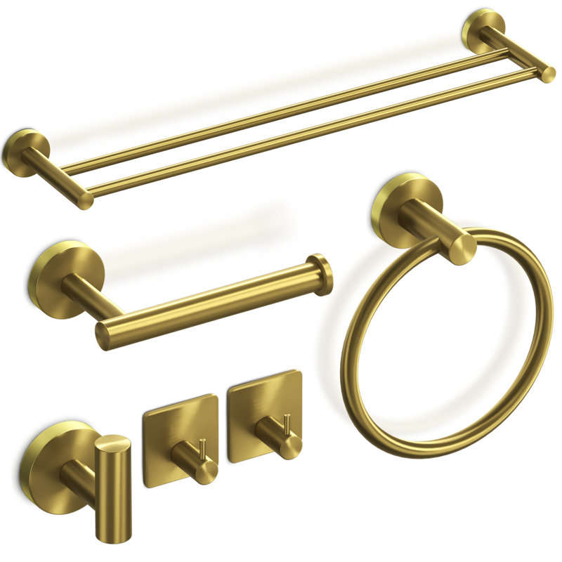 6 - Piece Bathroom Hardware Set, Gold