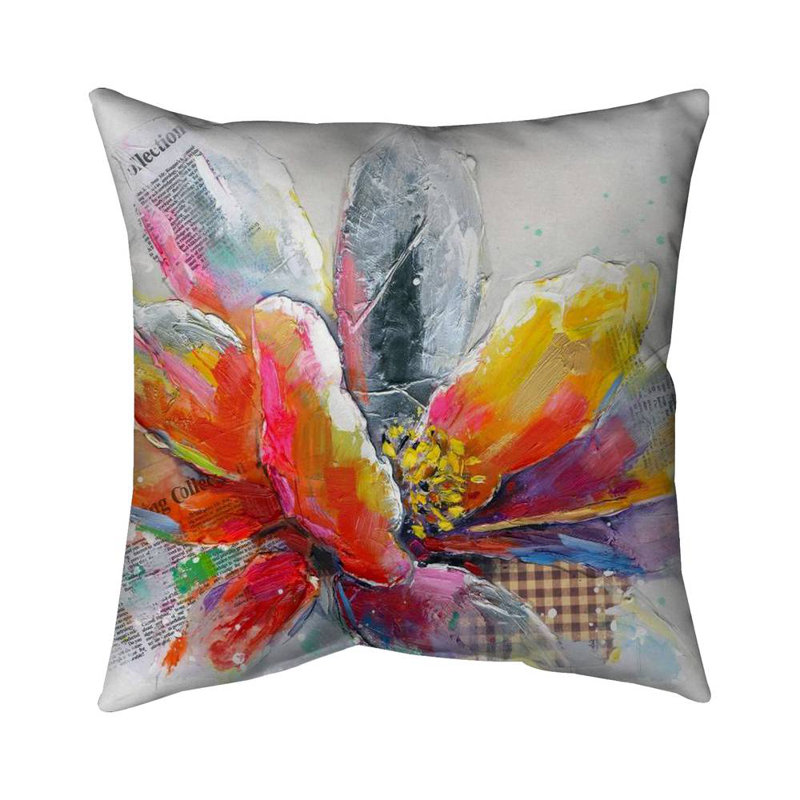 Abstract flower with texture - 18"x18" Throw pillow - Poly twill - Print on demand