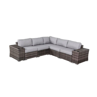 Ensemble de canapé modulaire en rotin 7 pièces avec coussins - assemblé 7 pièces
