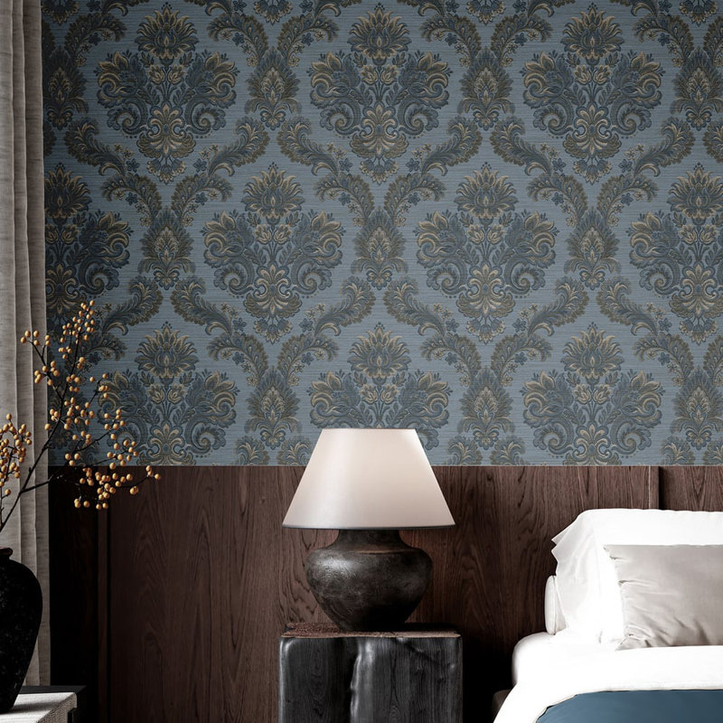 Ornamenta Collection Floral Damask Wallpaper Roll, Gold