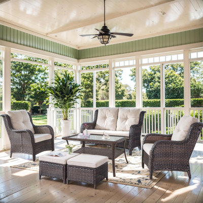 Carolina 6-Piece Square Outdoor Conversation Set With Loveseat And Armchair