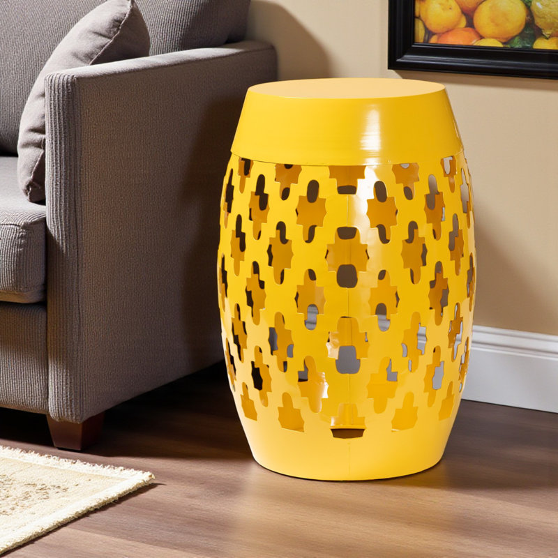 Indigo Metal Outdoor Side Table, Yellow, 18.05" H x 11.80" W x 11.89" D