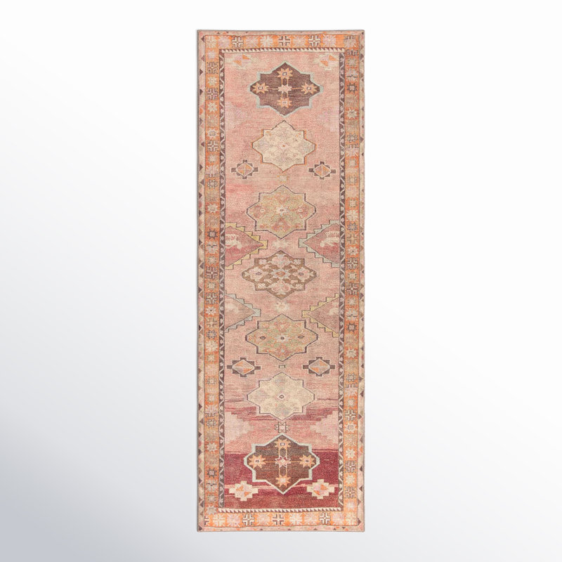 Washable Performance Orange/Pink/Brown Rug, Runner 2' x 6'