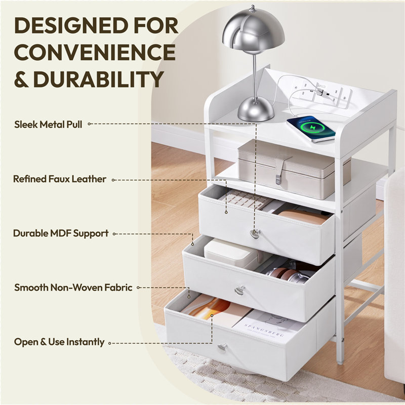 40cm W Iron Bedside Table, 2