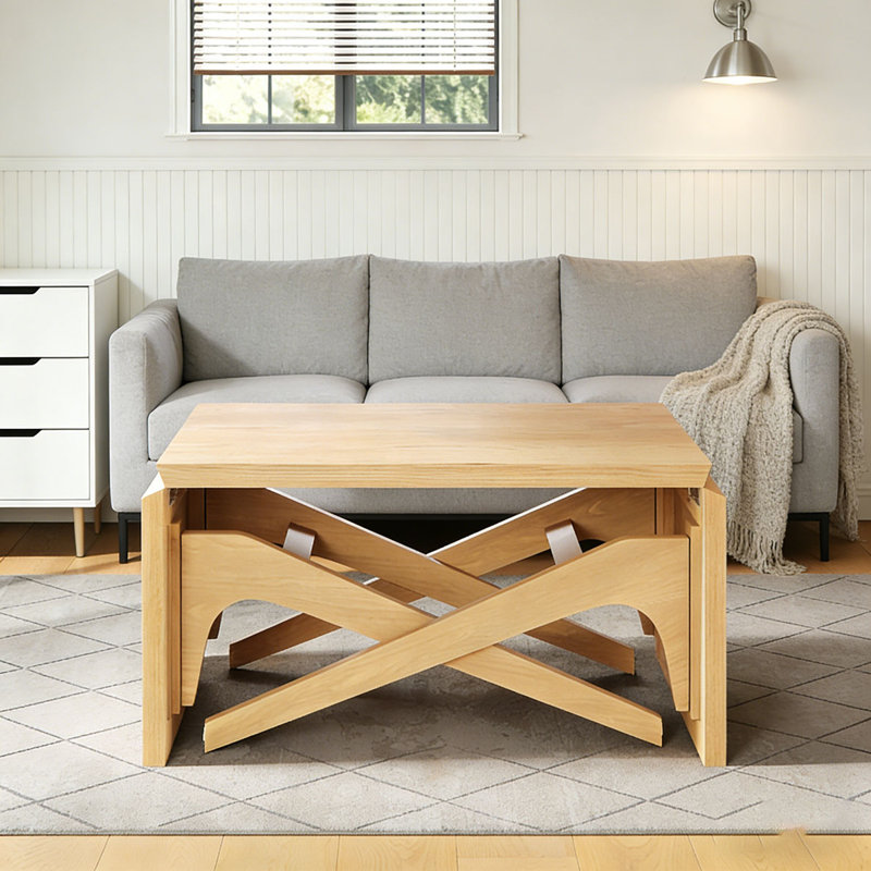 Table basse extensible 2 en 1, Naturel
