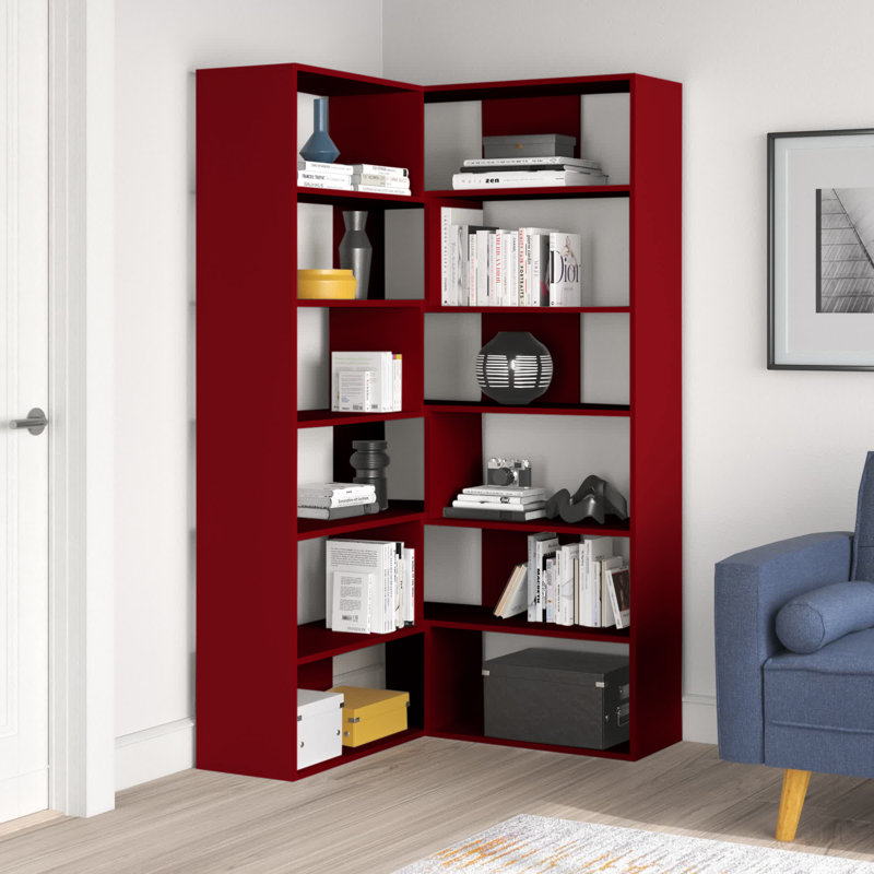 Amalda Corner Bookcase, Burgundy
