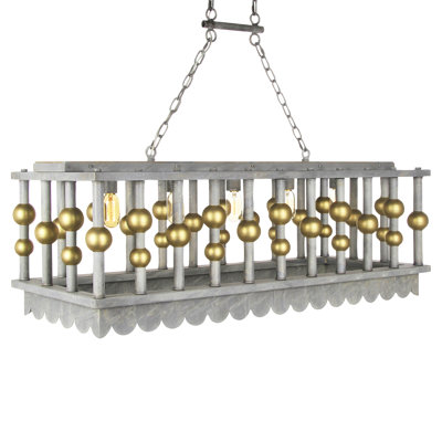 Art Deco 5 - Light Kitchen Island Linear Pendant