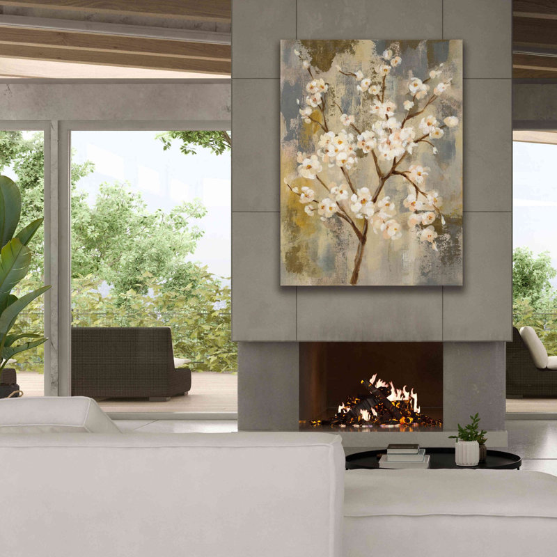 «Neutral Branches I» par Silvia Vassileva, art mural sur toile, H 54 po x l 40 po x P 1,5 po