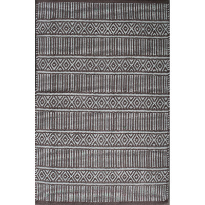 Tapis en coton gris tissé à la main dhurrie Alodie