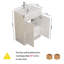 Ensemble de meuble-lavabo 24 po avec lavabo en céramique et armoire de rangement à deux portes, panneau de fibres à densité moyenne blanc brillant