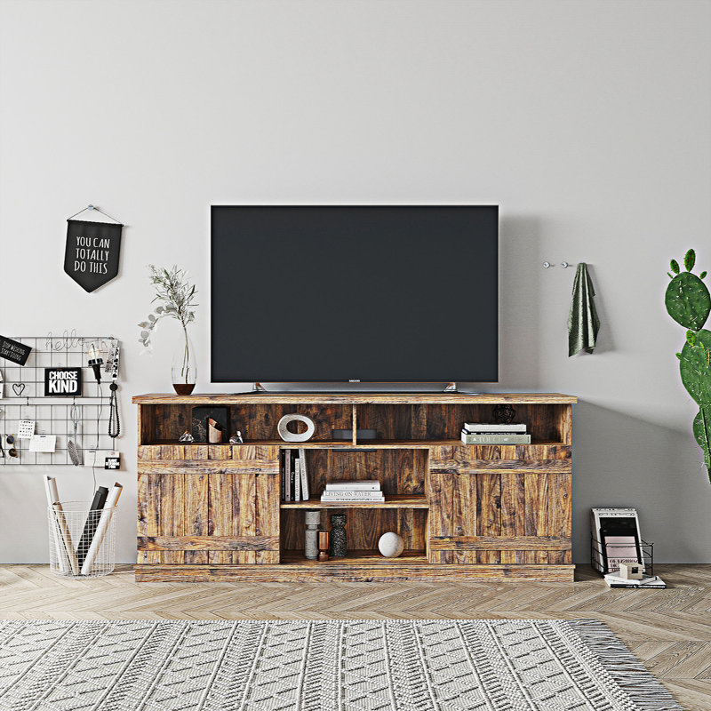 Meuble télé avec armoires et tablettes Alyvia, Espresso antique