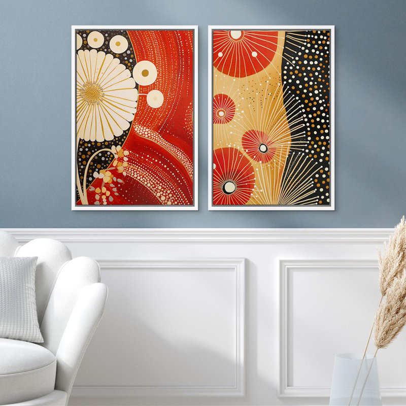 2 pièces, art japonais inspiré du kimono, Blanc, H 36 po x l 24 po