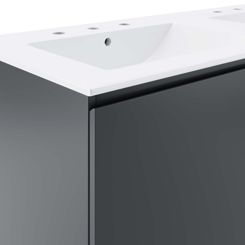 Bryn 48" Gray and White Wall-Mount Double Sink Vanity