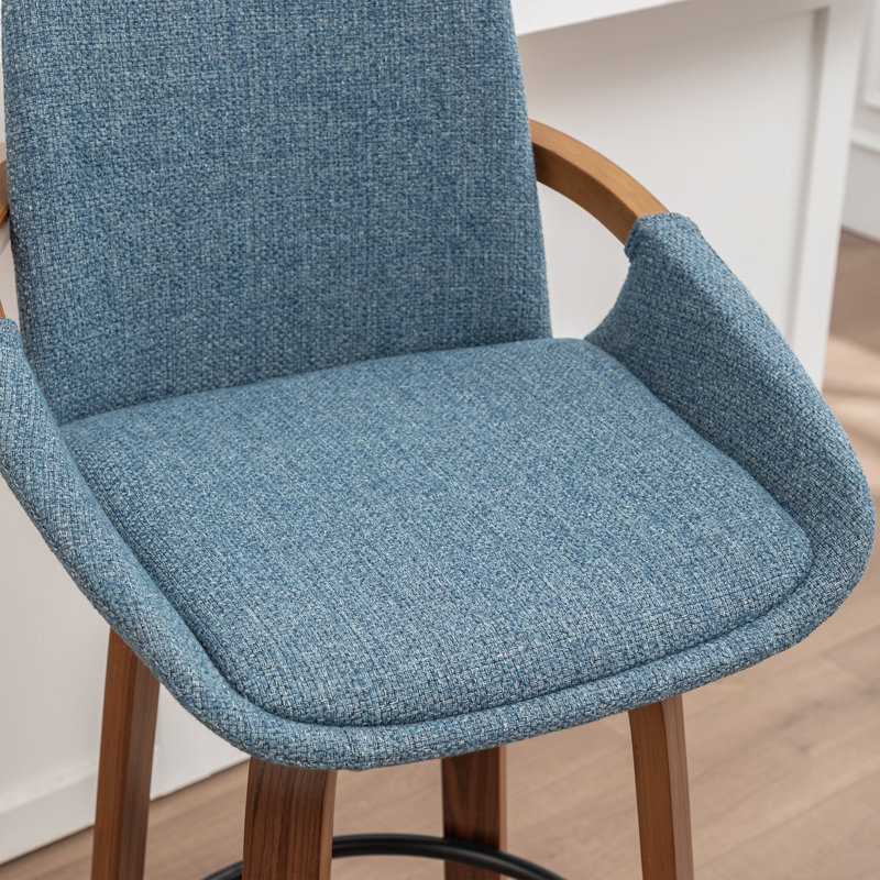 Swivel Upholstered Counter Stool, Blue, Counter Stool (63.5cm Seat Height)