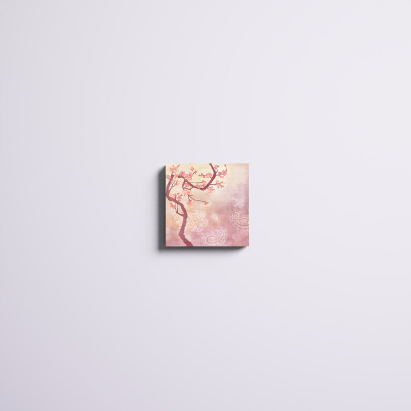 «Sweet Cherry Blossoms V», peinture sur toile, H 12 po x l 12 po