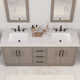 Kamila 72" Carrara White Marble Countertop Bath Vanity in Gray Oak with Faucet and Mirror