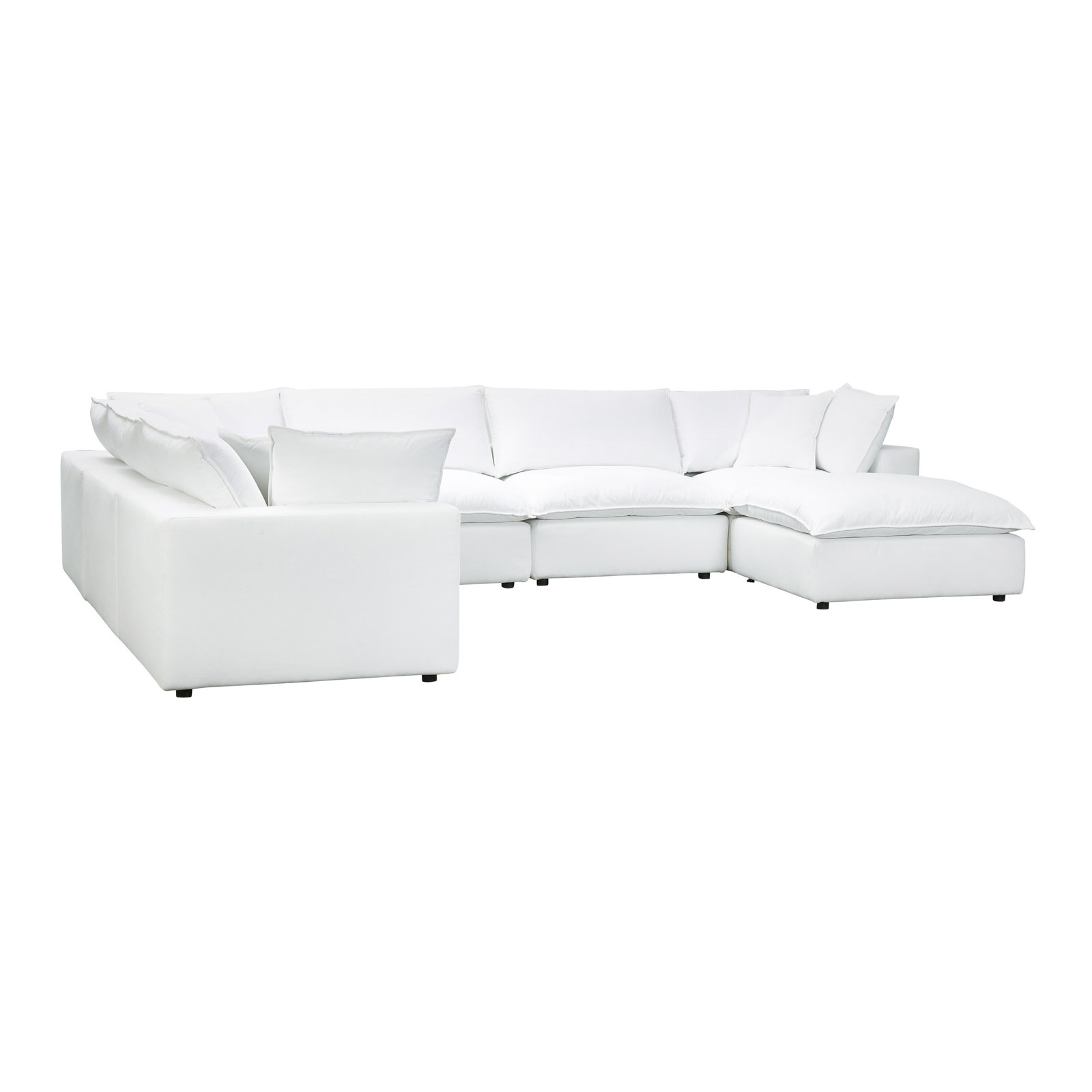 Ellaria Modular Upholstered Reversible U-Sectional, White Polyester