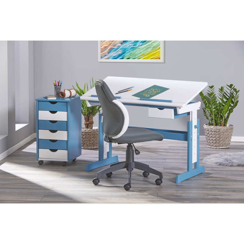 Kinderschreibtisch Simon – Höhenverstellbar, White/Blue