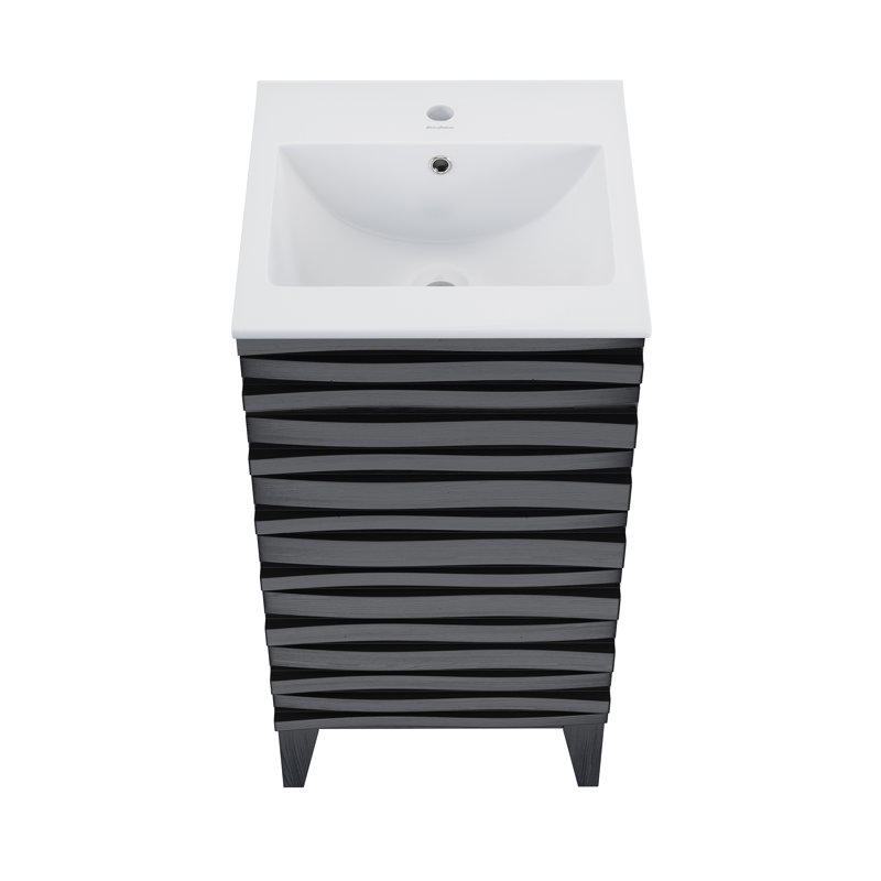 Cascade 18" Bathroom Vanity In Natural Oak, Black, White