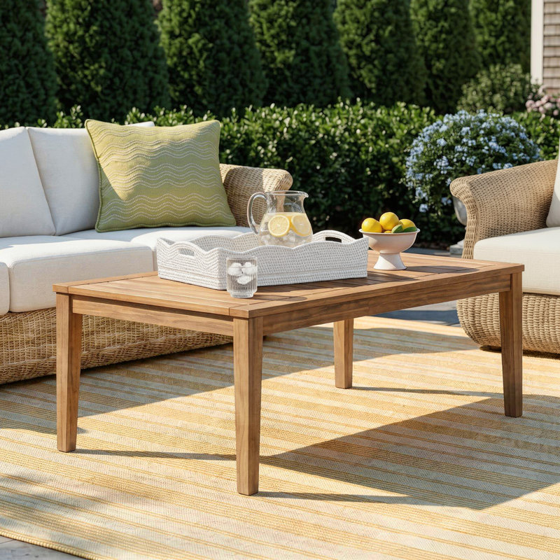 Weslyn Solid Wood Outdoor Coffee Table with Slatted Top