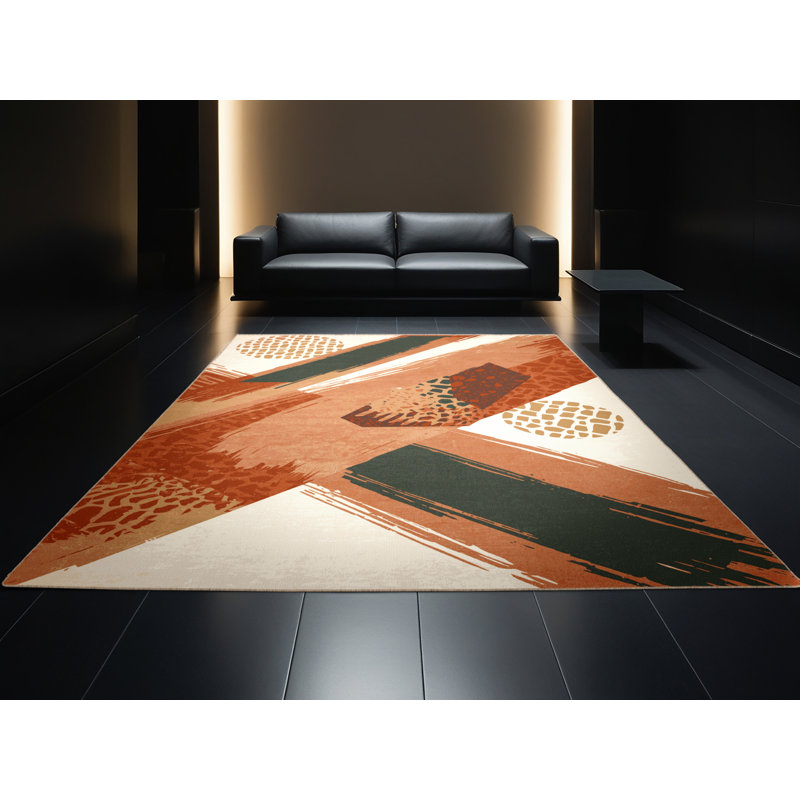 Machine Washable Carlstadt Bohemian Geometric Rug in Pink – Beige Binding, 5' Square