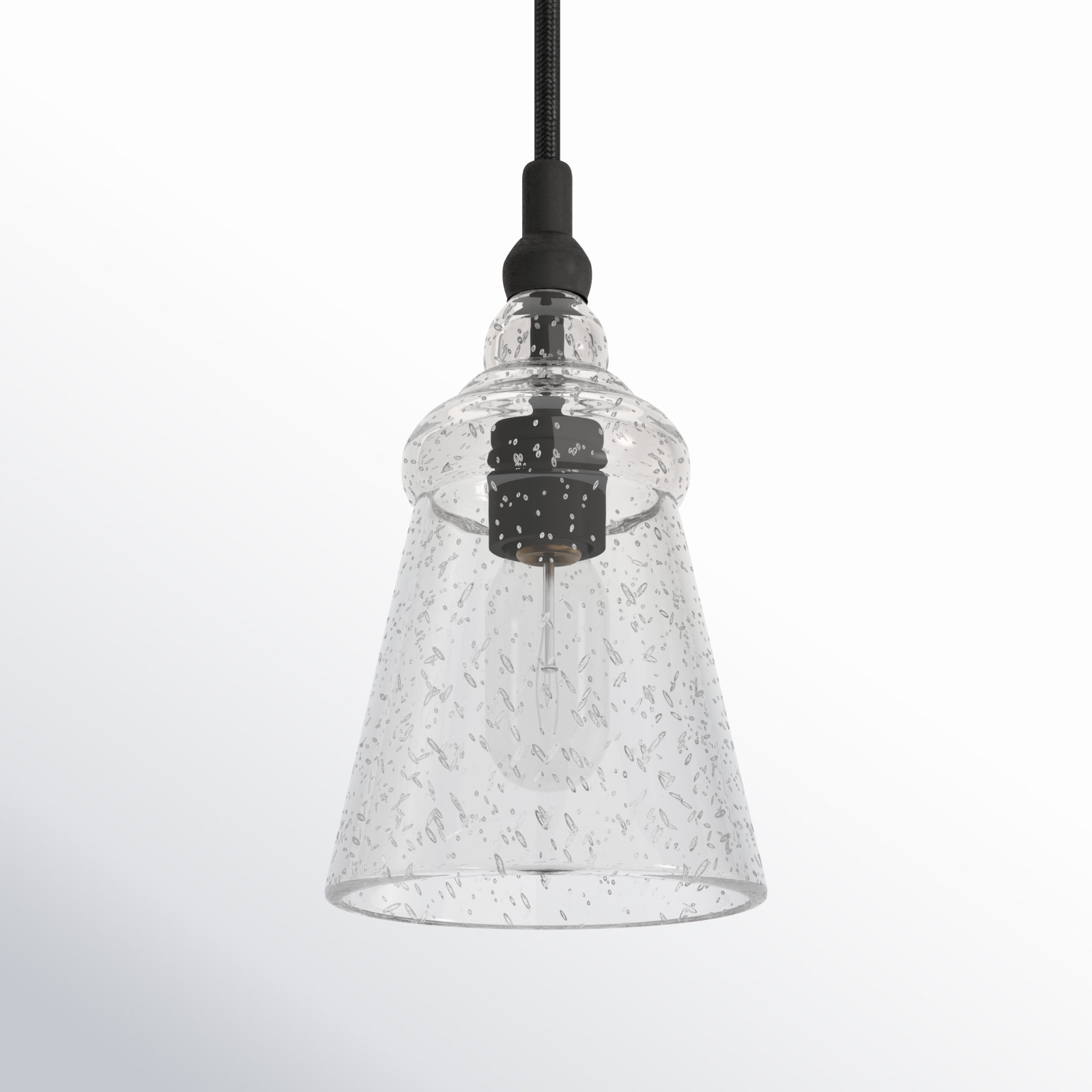 Levine Single Light Glass Steel Dimmable Pendant, Midnight Black