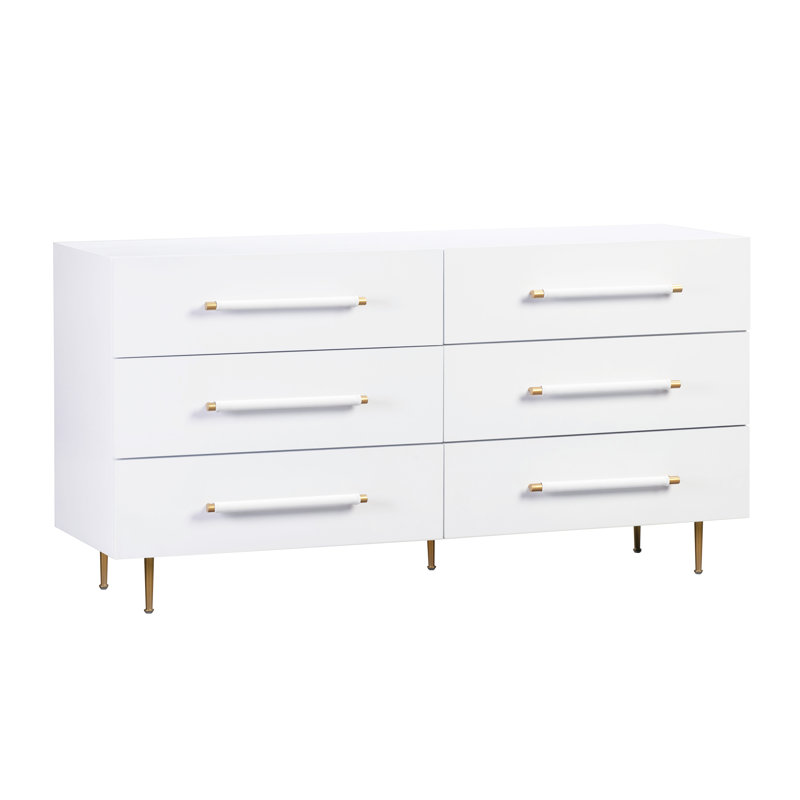 Commode Billiot Trident à 6 tiroirs, Blanc