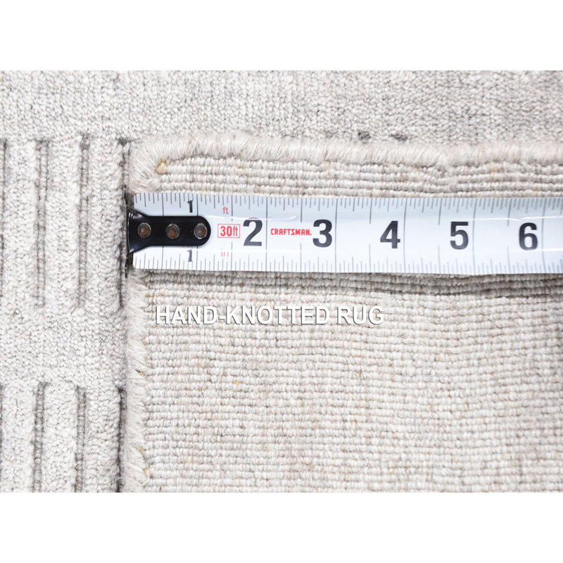 2'x3'1" Dove Grey Modern Design Hand Loomed Pure Wool Mat Oriental Rug E38C8847117A4910A5D748B39309D40C