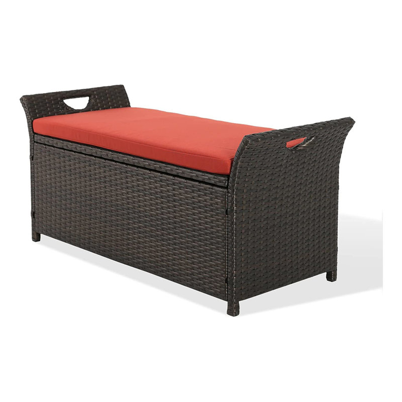 Banc de rangement en osier pour terrasse
