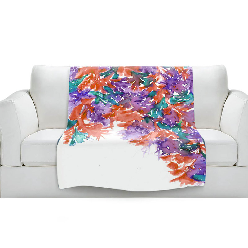 Couverture sherpa douce cascade floral ii, l 68 po x L 80 po