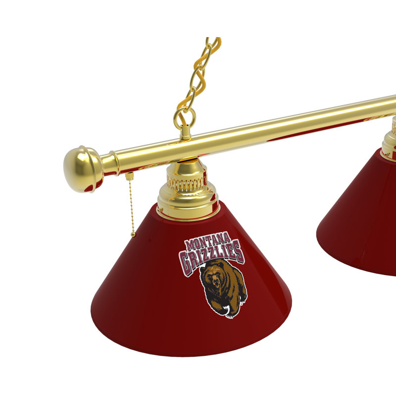 3 - Light Pool Table Lights Pendant, Brass, Montana Grizzlies
