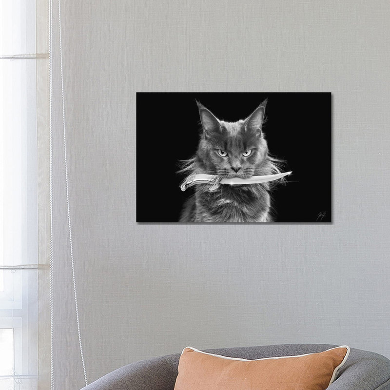 Killer Cat II by Kathrin Federer - Wrapped Canvas Print, 45.72cm H x 66.04cm W x 1.91cm D