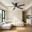 Ventilateur de plafond standard Bologna 52 po, noir mat, montage encastré, avec éclairage DEL à intensité variable, moteur CC et télécommande.-1168046651
