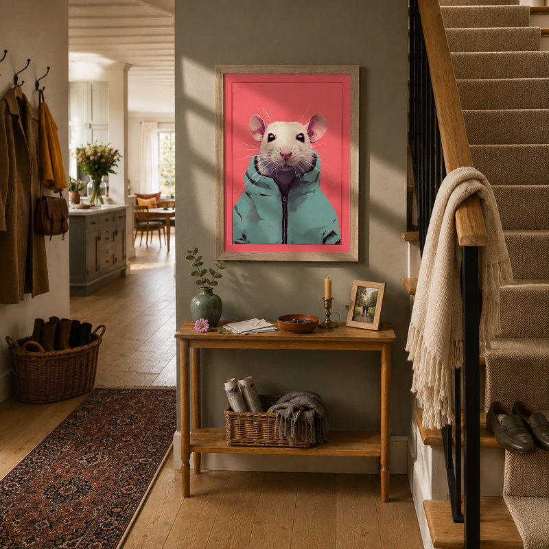 Rat In Turquoise Modern - Print, A4 - 29.7 x 21.0 cm, Oak