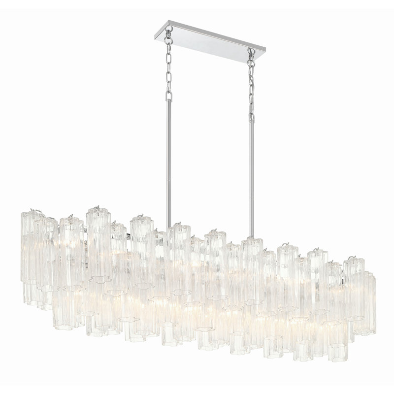 Quinzio 14 - Light Dimmable Linear Chandelier, Polished Chrome