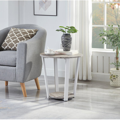 Elysian Contemporary Round End Table With Shelf by Ebern Designs
