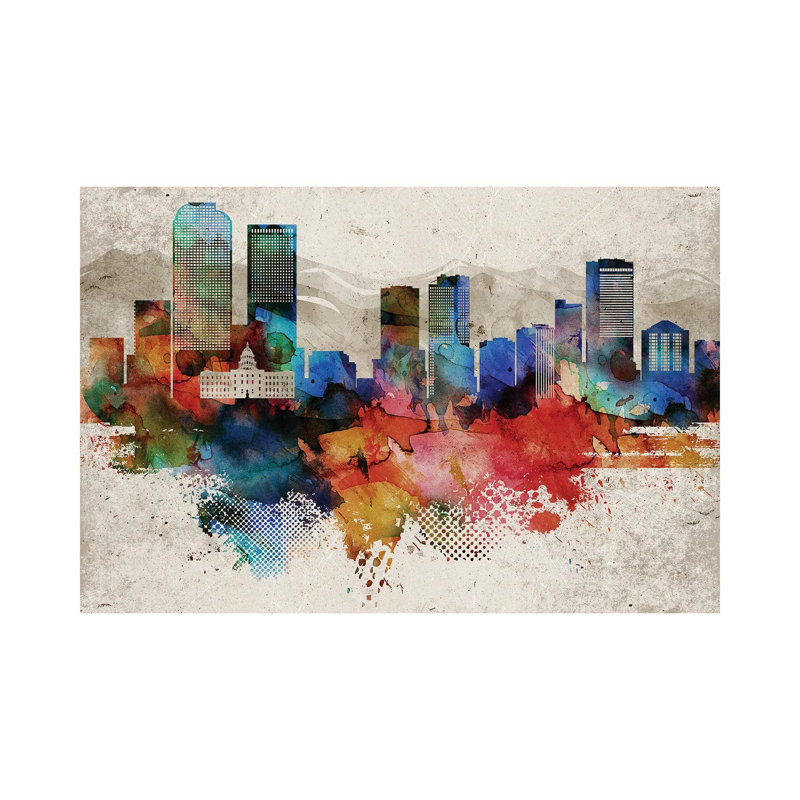 Denver Abstract 1 Piece Wall Art on Canvas, 20.32cm H x 30.48cm W x 1.91cm D, Wrapped Canvas