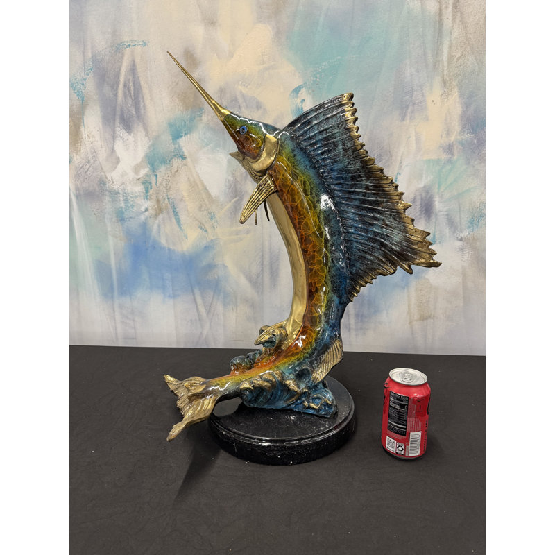 Sculpture en bronze coulé « Phare d'Azur », Blue, Black