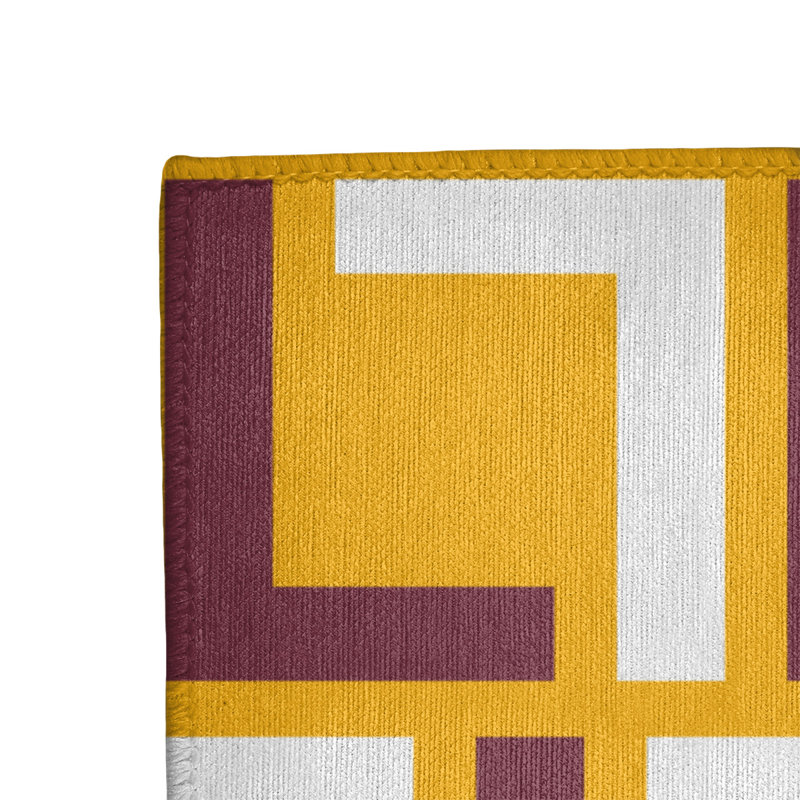 Tapis géométrique jaune / brun / blanc, Rectangle 3 pi x 5 pi