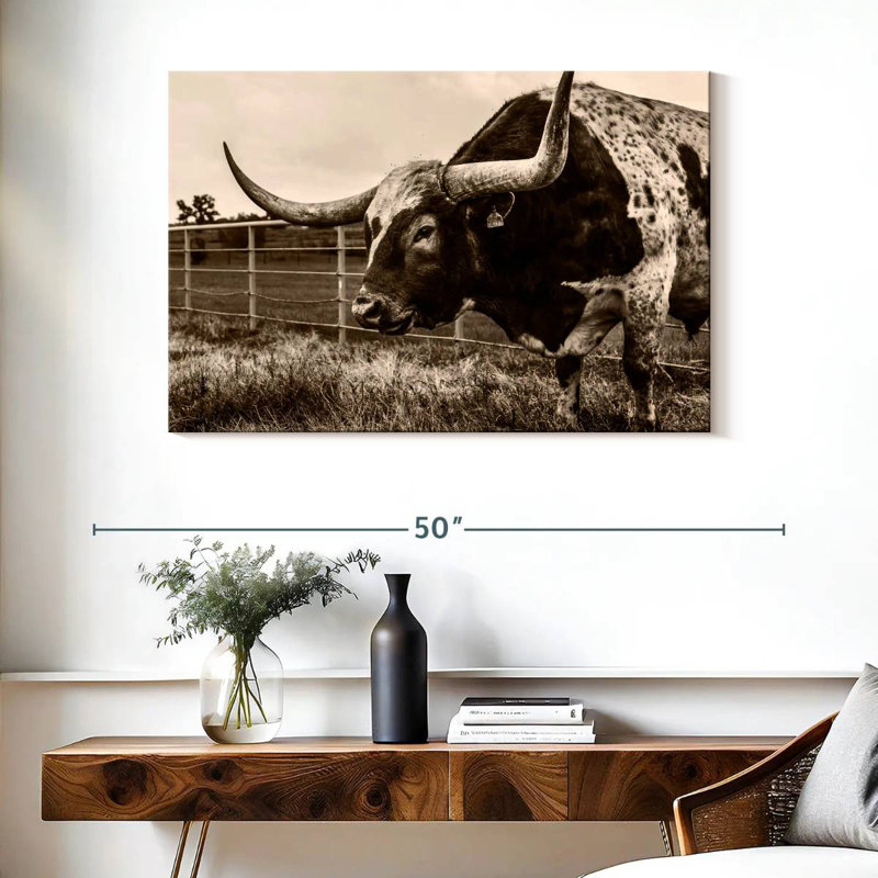 Brampt Sepia Longhorn, 26" H x 39" W