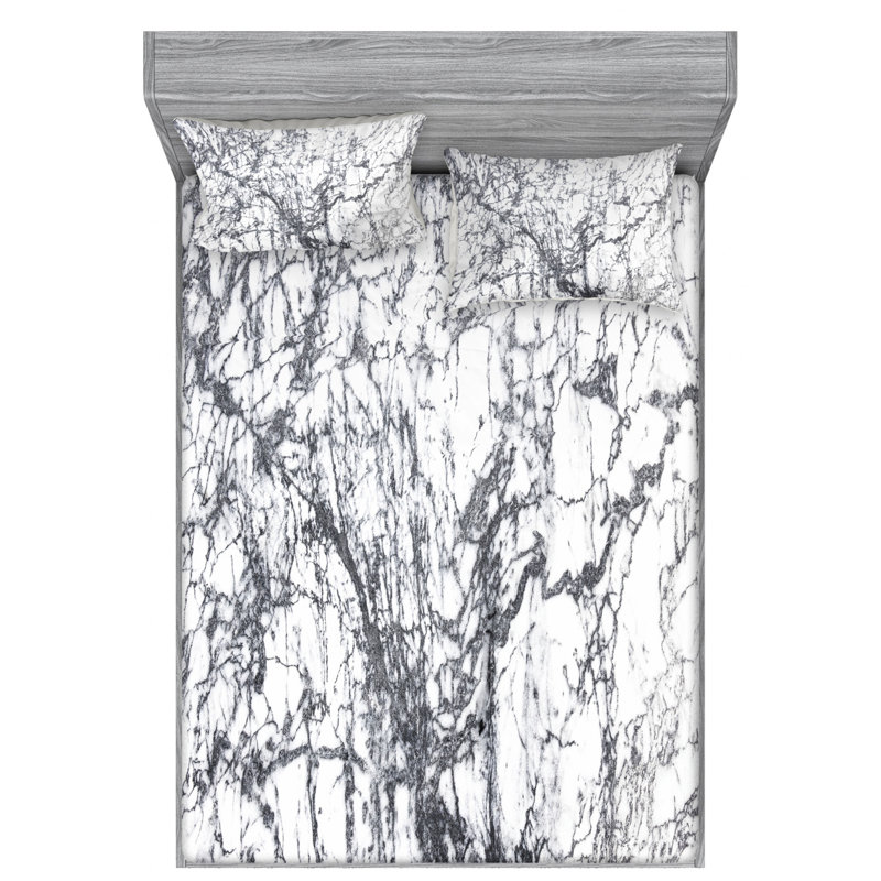 Microfiber Abstract Sheet Set, Full Sheet Set with Fitted Sheet