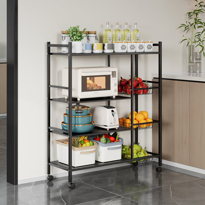 Multi-tiered Kitchen Microwave Storage Rack with Wheels, 108.5cm H x 90cm W x 32cm D