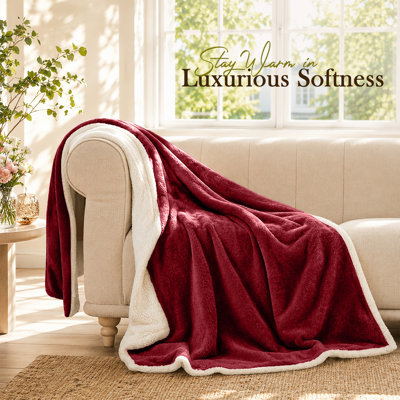 Super Soft Sherpa Fleece Throw Blanket – Reversible Plush Blanket for Bed, Couch & Sofa, Lightweight Cozy Comfort