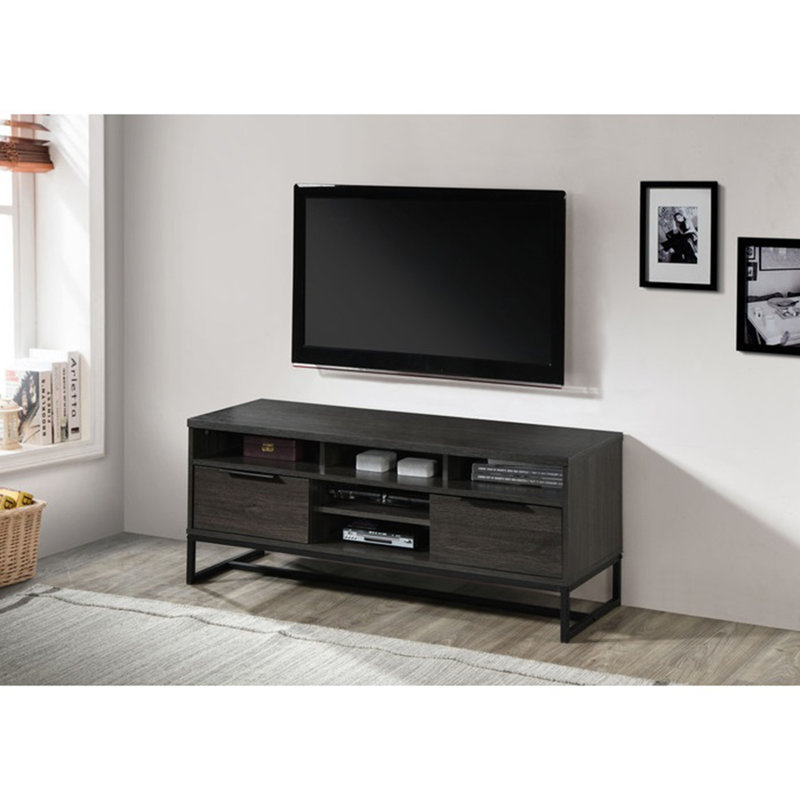 Meuble télé en bois avec 5 tablettes et 2 tiroirs, 19.09" H x 47.24" W x 15.75" D, Espresso