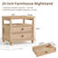 Table de chevet Farmhouse, table de bout de 24 po de large avec 2 tiroirs, commode pour la chambre à coucher, commode de table de chevet, table de chevet en bois pour le salon, placard-913754308-913808102