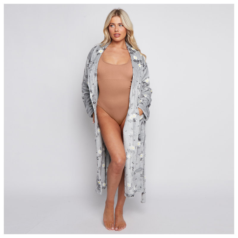 Charlotte Gender Neutral Mid-Calf Bathrobe with Pockets, Grey
